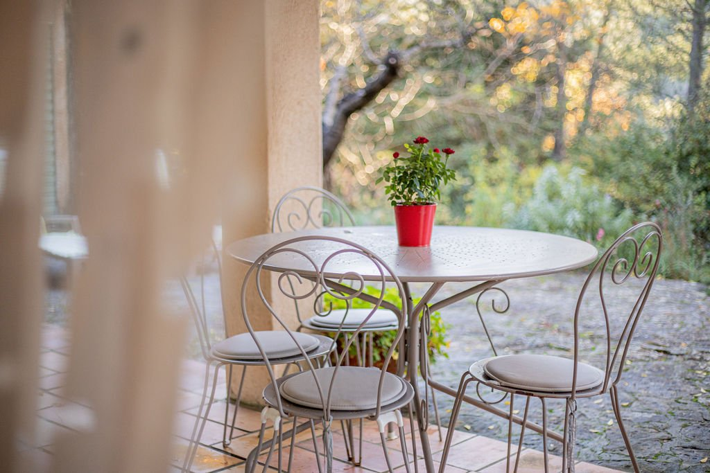 Arbousiers et terrasse